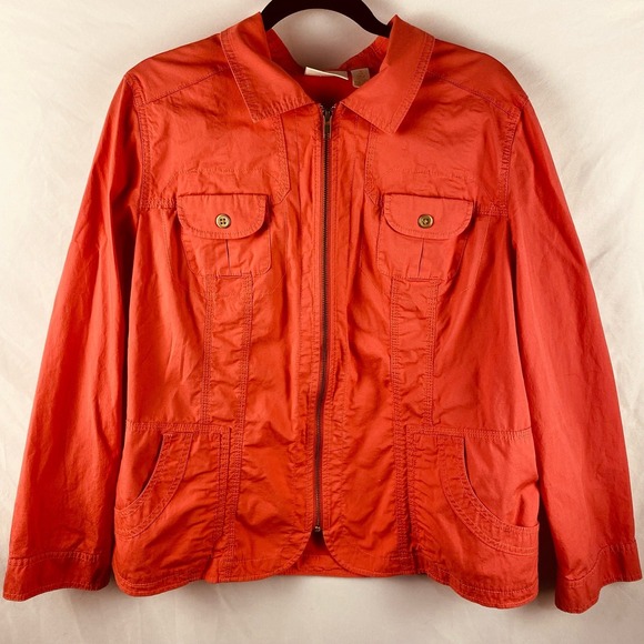 Chico's Jackets & Blazers - Chicos Pink Zip Up Lightweight Cotton Jacket Size 3/16